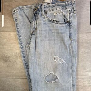 Abercrombie & Fitch Women's W25 L29 Light Wash Distressed Ripped Denim Jeans